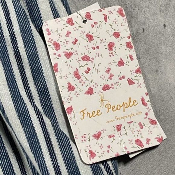 NWT FREE PEOPLE Womens Hi-Rise Knit Belted Striped Indigo Blue Shorts Size 4 - Picture 7 of 12